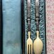 Antique silver-plated and ivory/bone salad service – In its box of