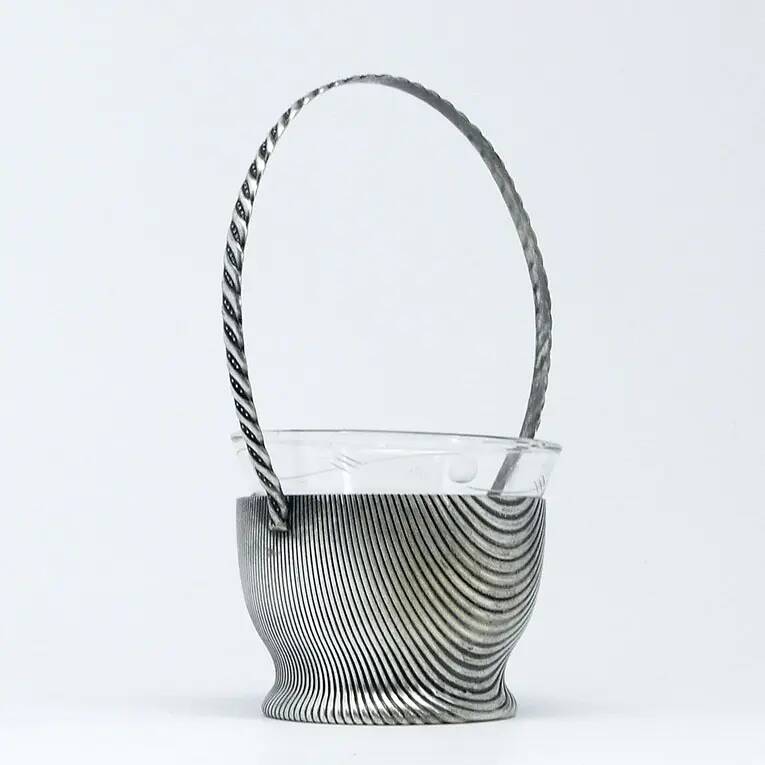 Art Deco sugar bowl, silver-plated brass, Szandrik, Hungary, 1930s