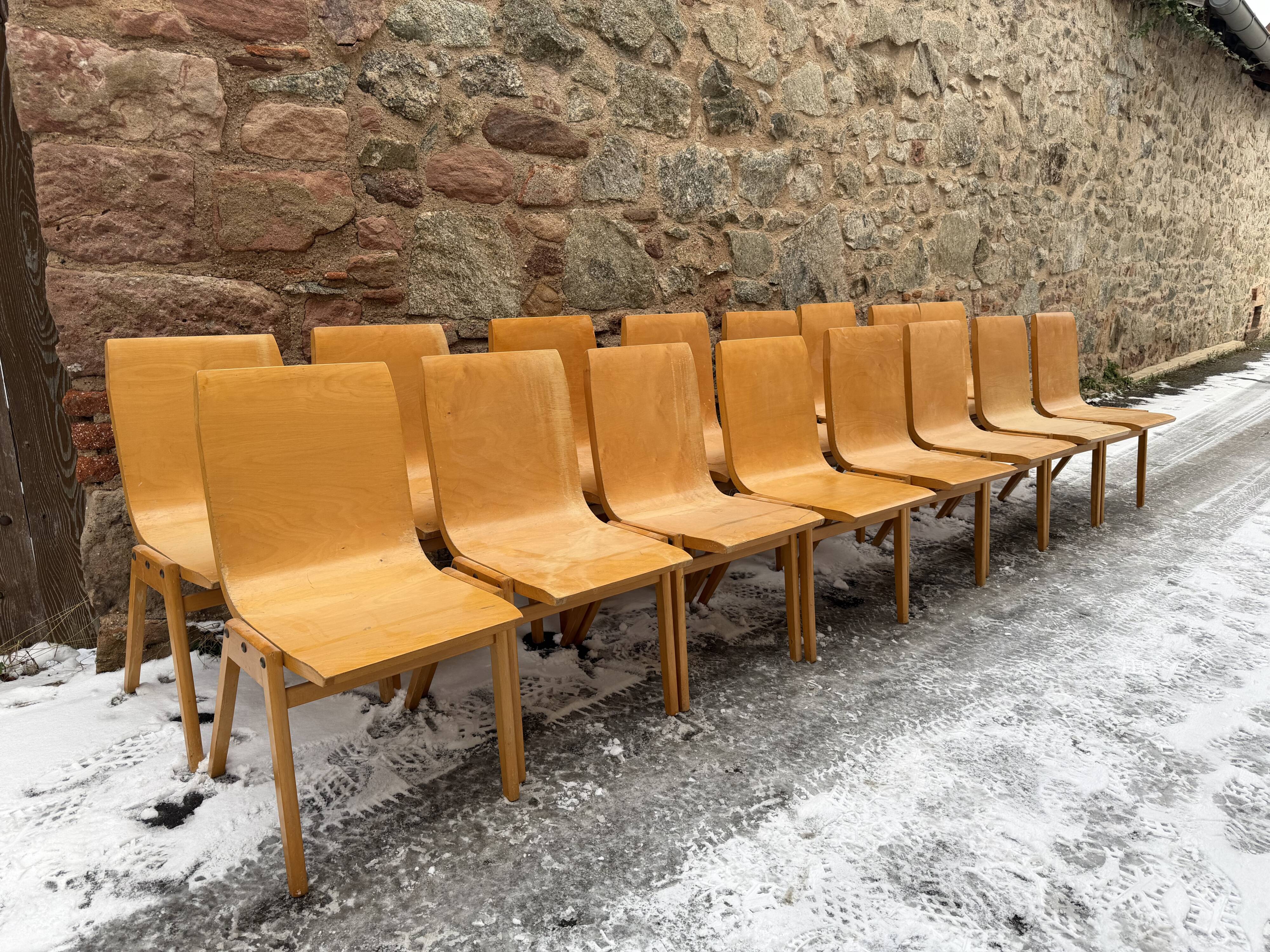 Set of 16 stackable designer chairs – Roland Rainer