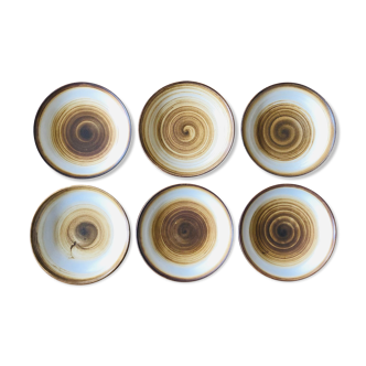 Set of six hollow plates in Longchamp sandstone