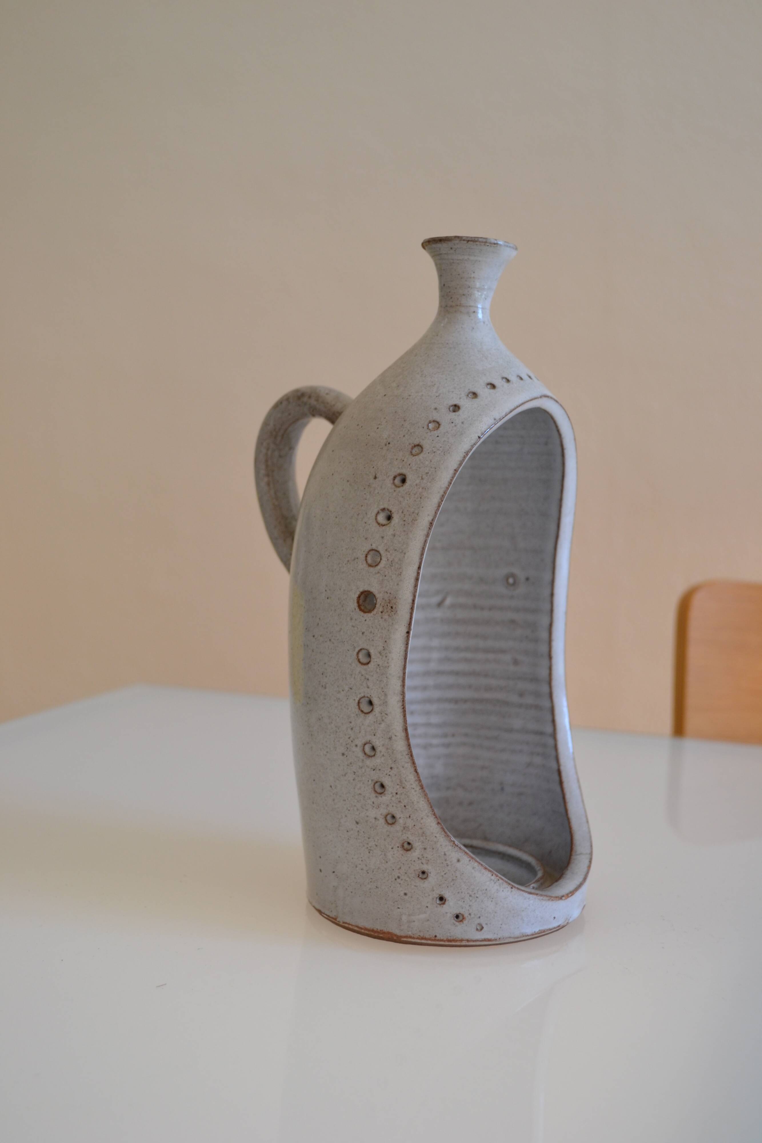 Ceramic stoneware candle holder from the 1970s.