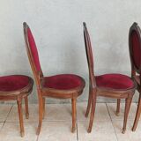 Set of 4 Louis XVI medallion chairs in walnut