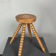 Midcentury bobbin wood turned farm house stool, France ca 1960s