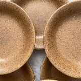 12 hollow plates caps in vintage Longchamp stoneware