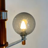 Old Scandinavian design wooden floor lamp from the 60s with 6 vintage lights