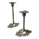 Pair of metal flower candlesticks