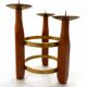 Chandelier ajustable en teck et laiton Mid-Century