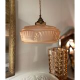 Art Deco pink opaline pendant light