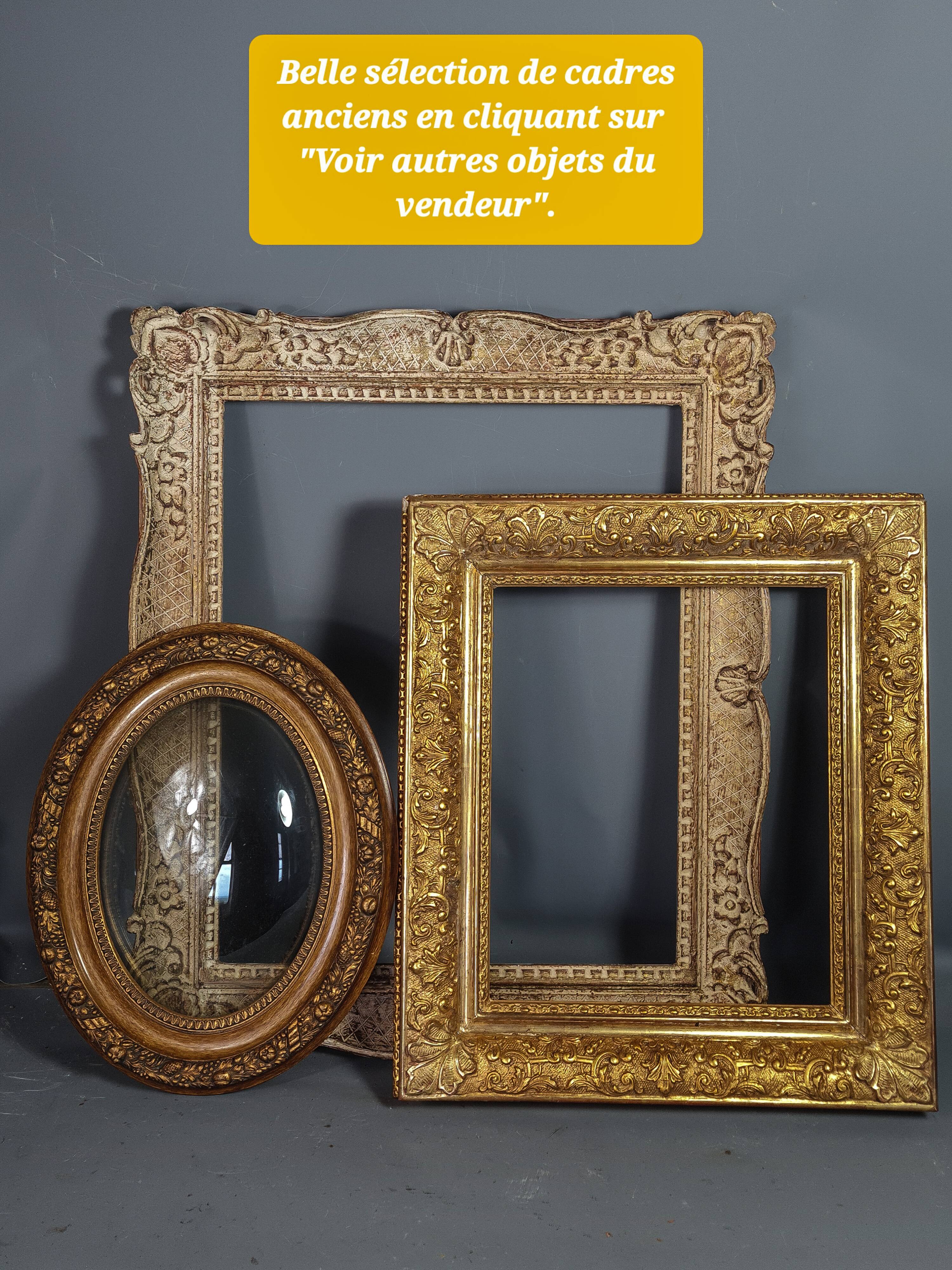 Old frame gilded stucco wood 47x38 foliage 42x32.9 cm Louis XIV SB style