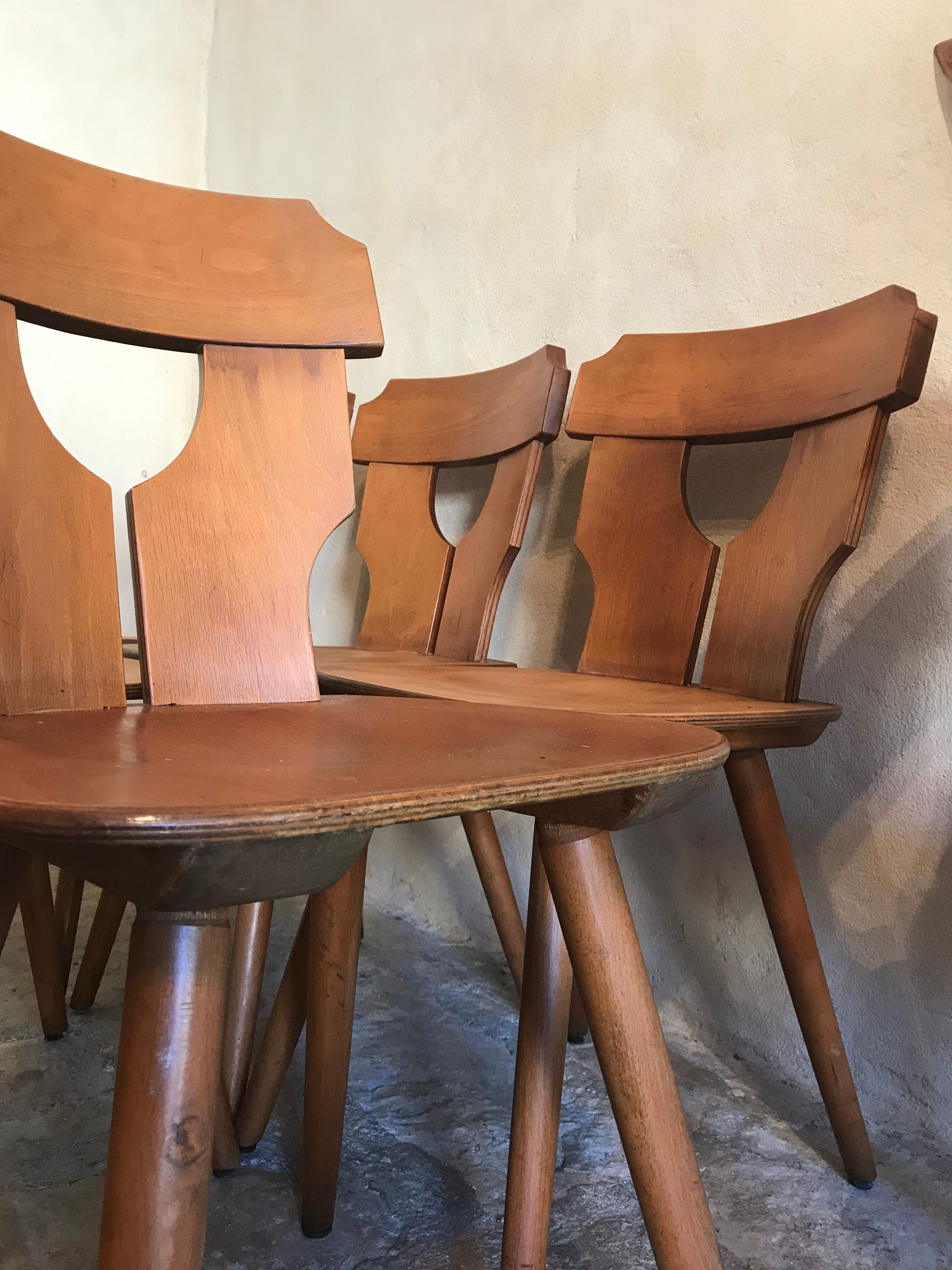 Lot de 6 chaises brutalistes vintage 1960-1980