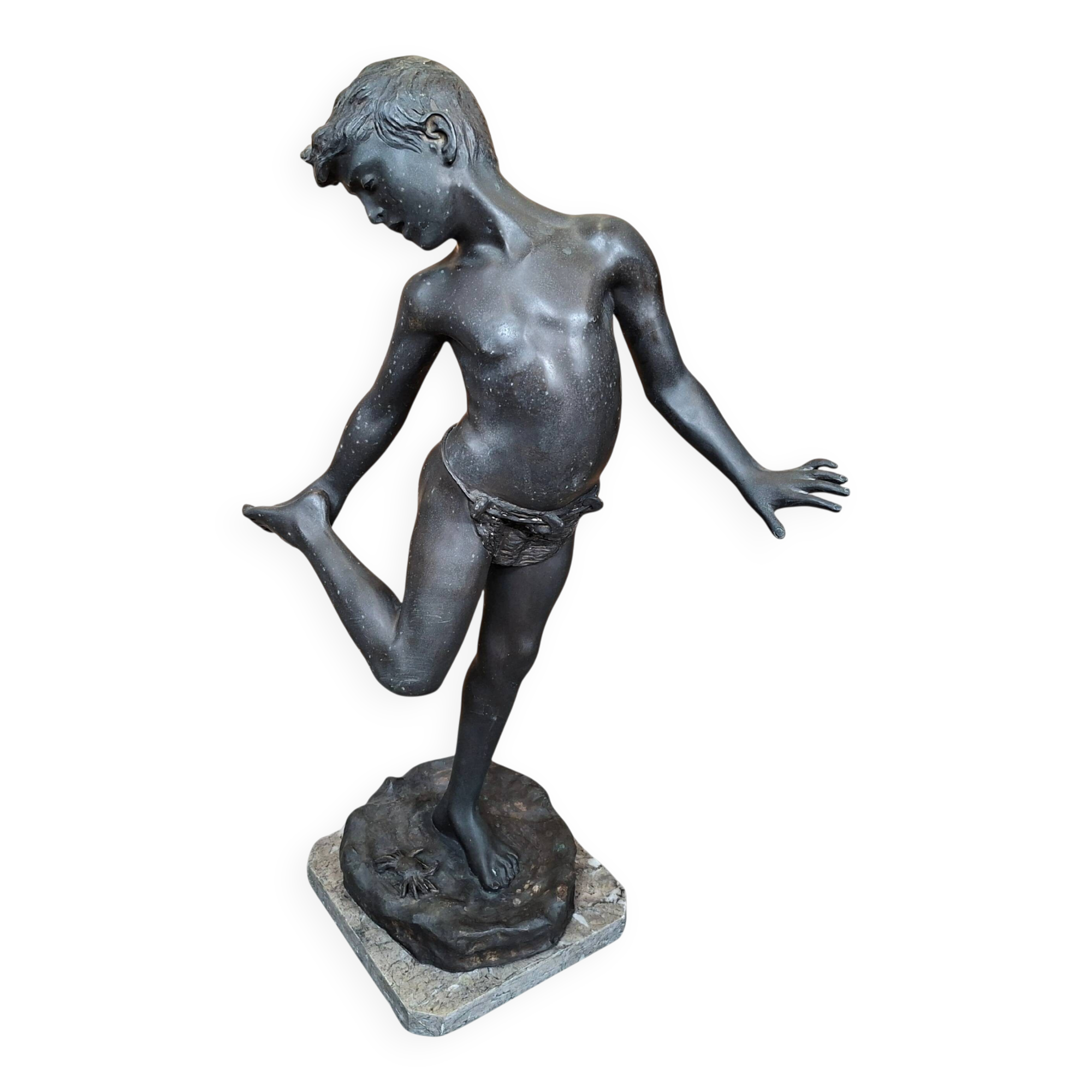 Splendida Scultura in Bronzo: "Il Bambino Morso dal Granchio" '90