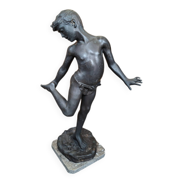Splendida Scultura in Bronzo: "Il Bambino Morso dal Granchio" '90