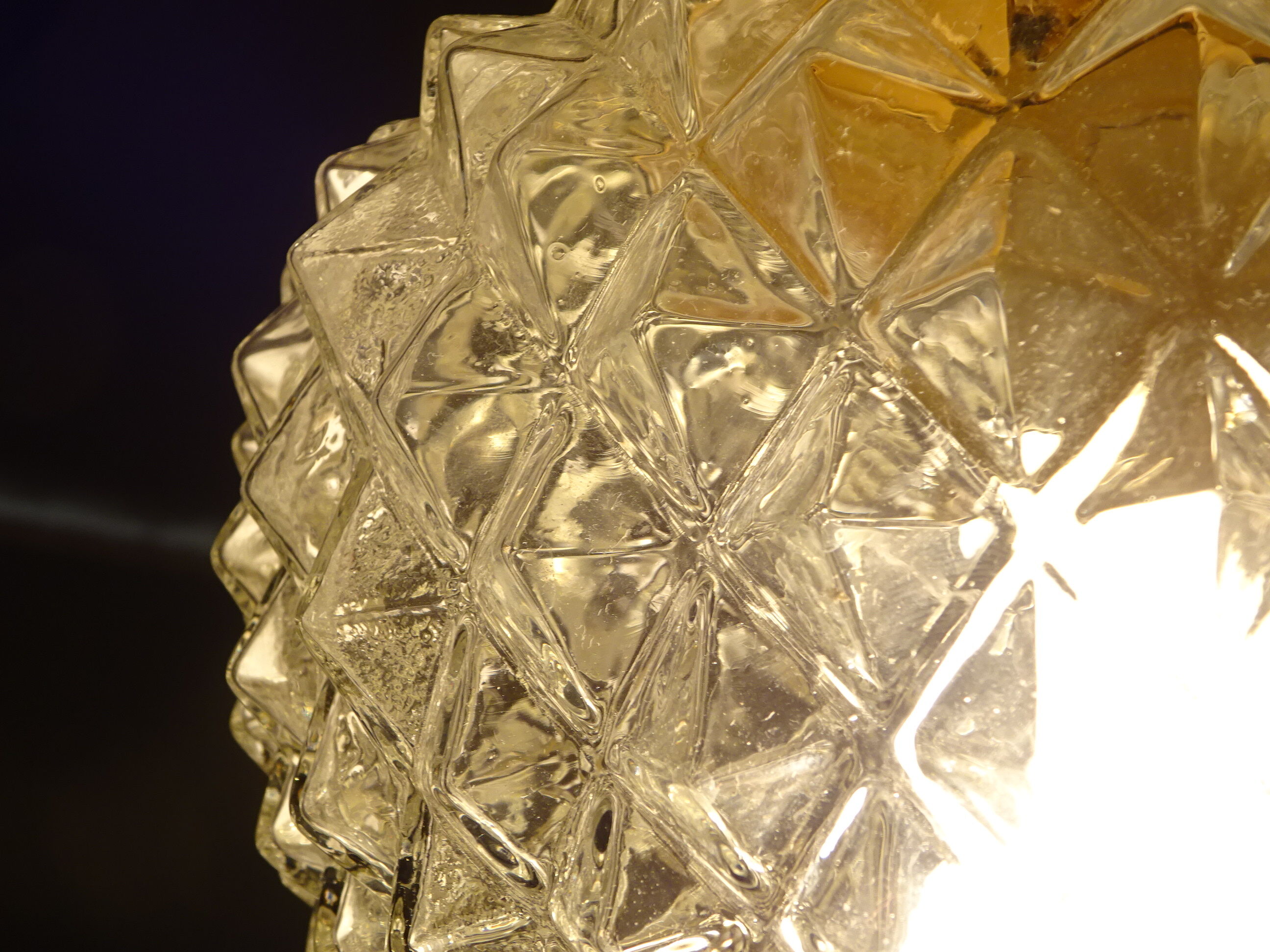 Glass and brass globe chandelier