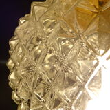 Glass and brass globe chandelier