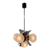 Mid-Century Chrome & Glass Chandelier, Czechoslovakia, 1970s
