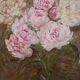 Peony bouquet painting signed and delivered with its certificate