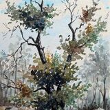 Watercolor painting "On the edge of the forest" signed MR Bouffard - mid 20th century