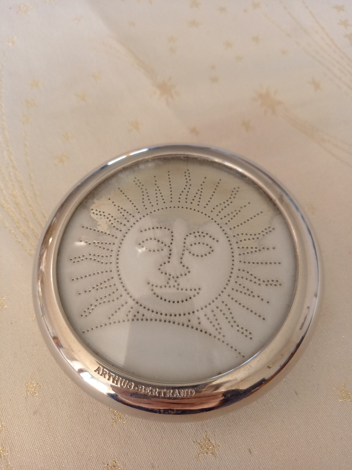 Arthus-Bertrand silver metal hourglass paperweight