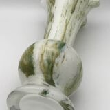 Vase in white opaline blown glass and green, yellow, blue polychrome shades