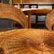 Set of 2 wicker armchairs and coffee table Raoul Guy 1950