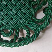 Antique fruit bowl, twisted ceramic, handmade country weaving