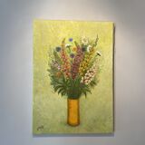 Still life with spring flowers, signed Jafé and dated on the back 1969