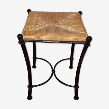 Straw and wrought iron stool