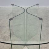 Round tempered glass table, 80s