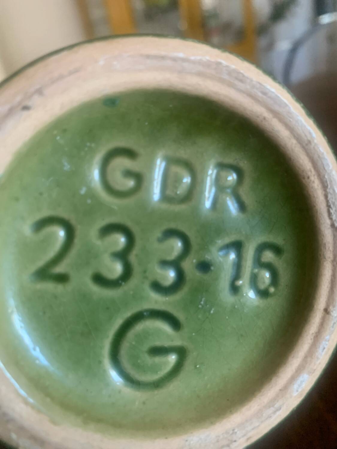 Green ceramic jug