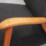1950s armchair in anthracite velour, completly restored