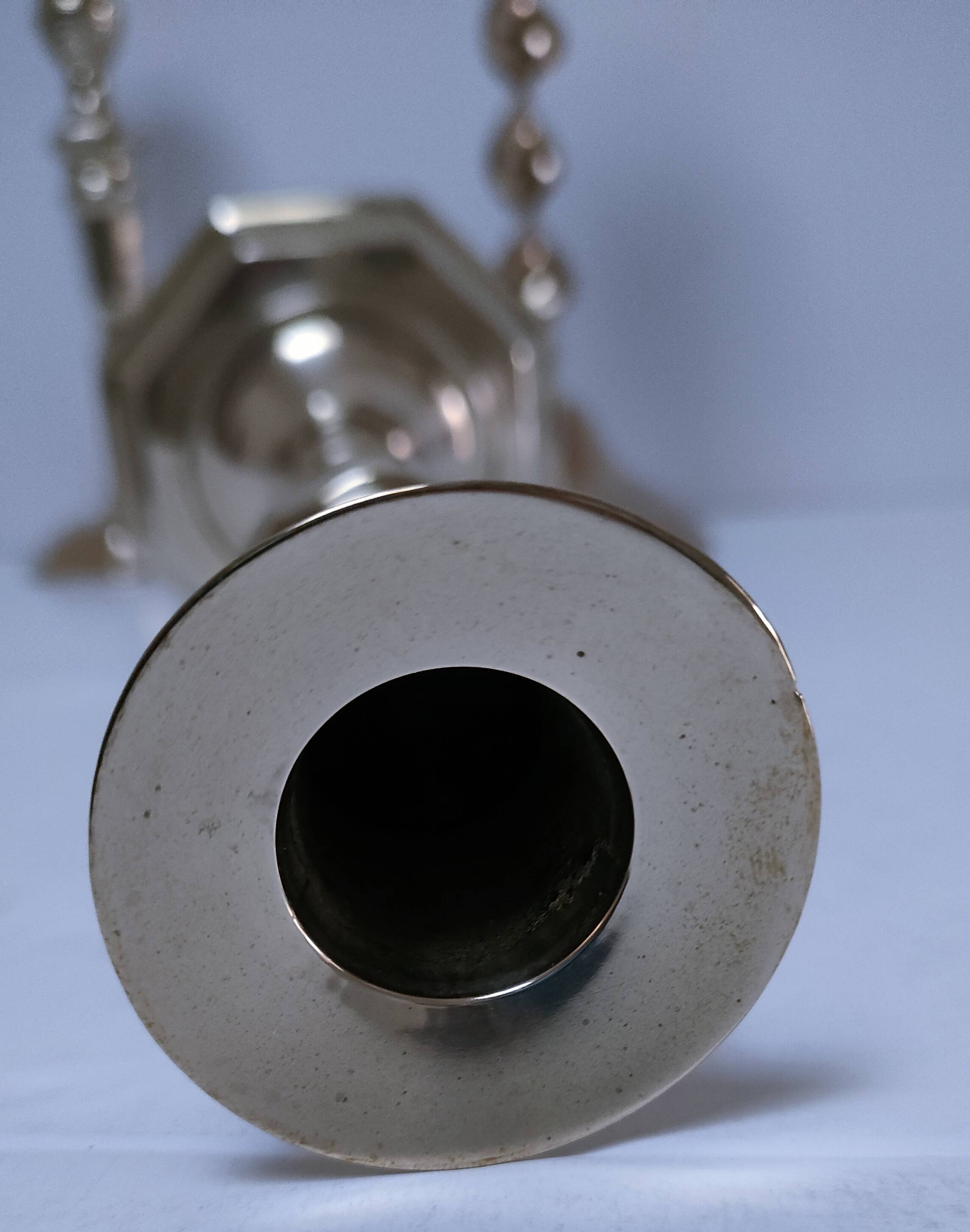Three vintage solid brass candle holders