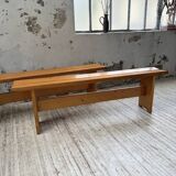 Pair of Charlotte Perriand Les Arcs pine benches
