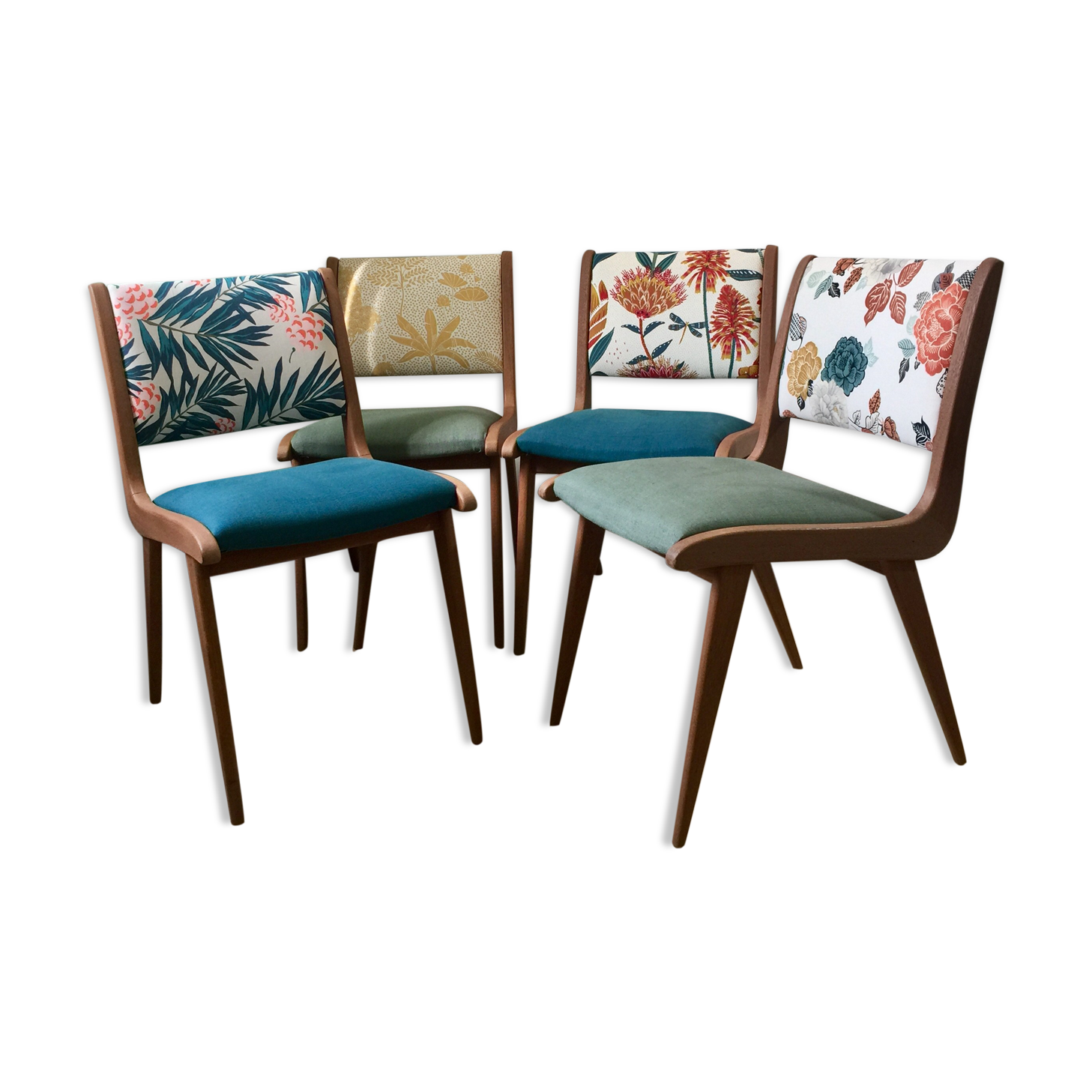 Suite of 4 vintage chairs 70 years