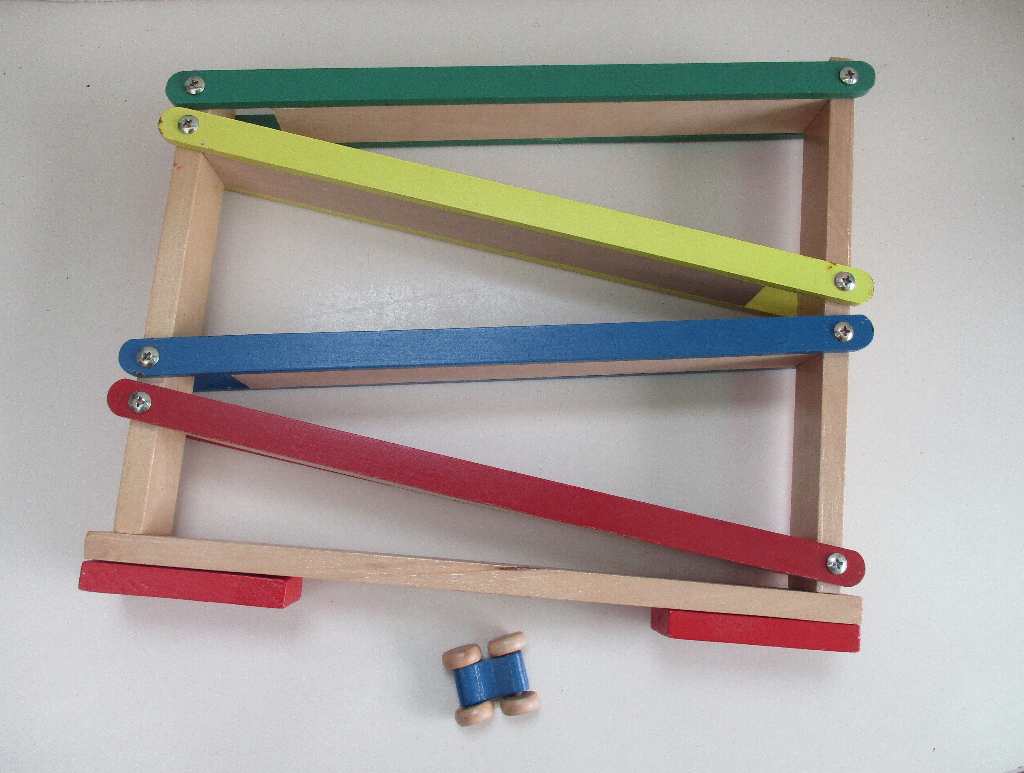 Toboggan wooden game and its vehicle-vintage