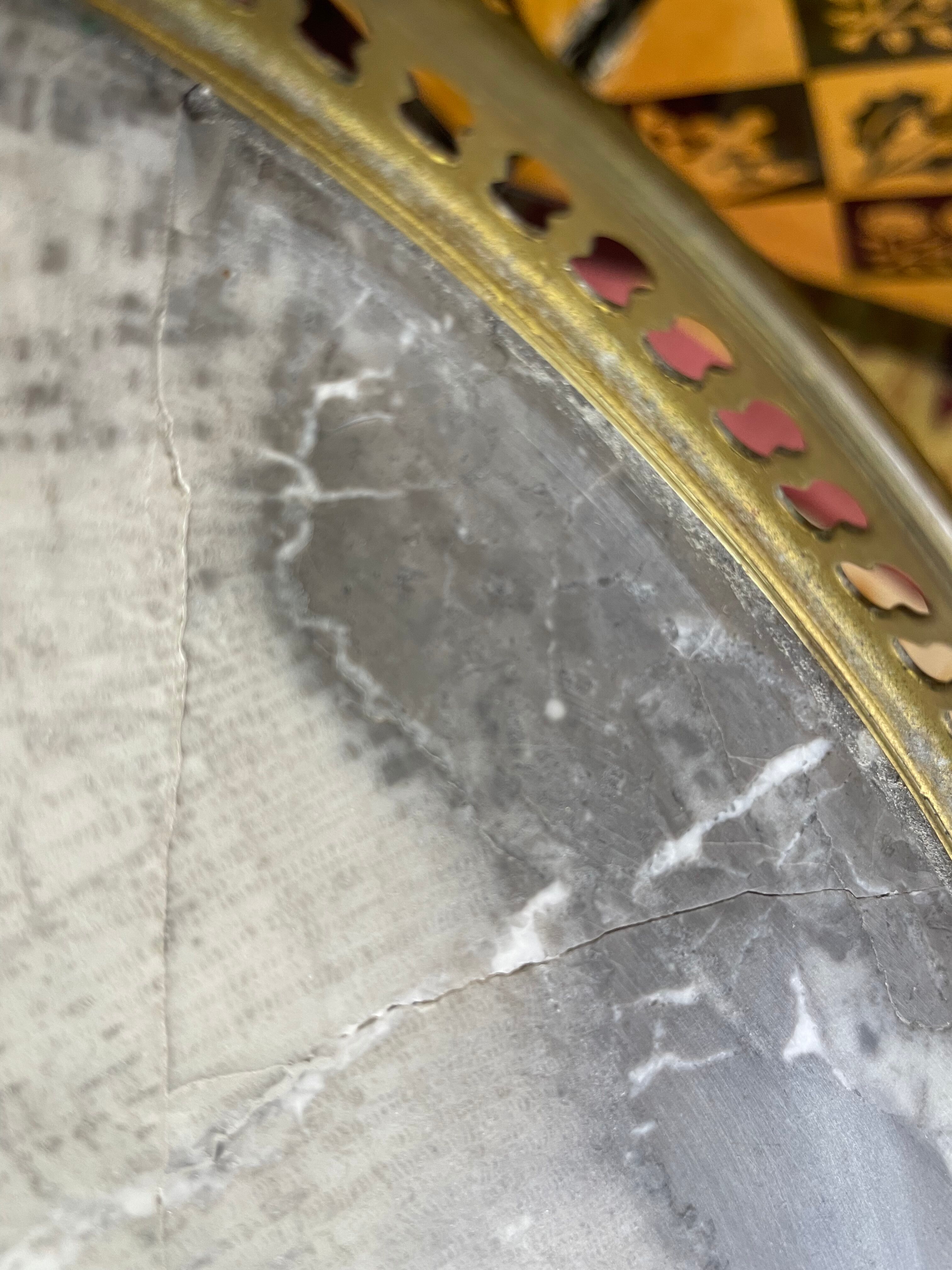 Tripod pedestal table with gallery and marble