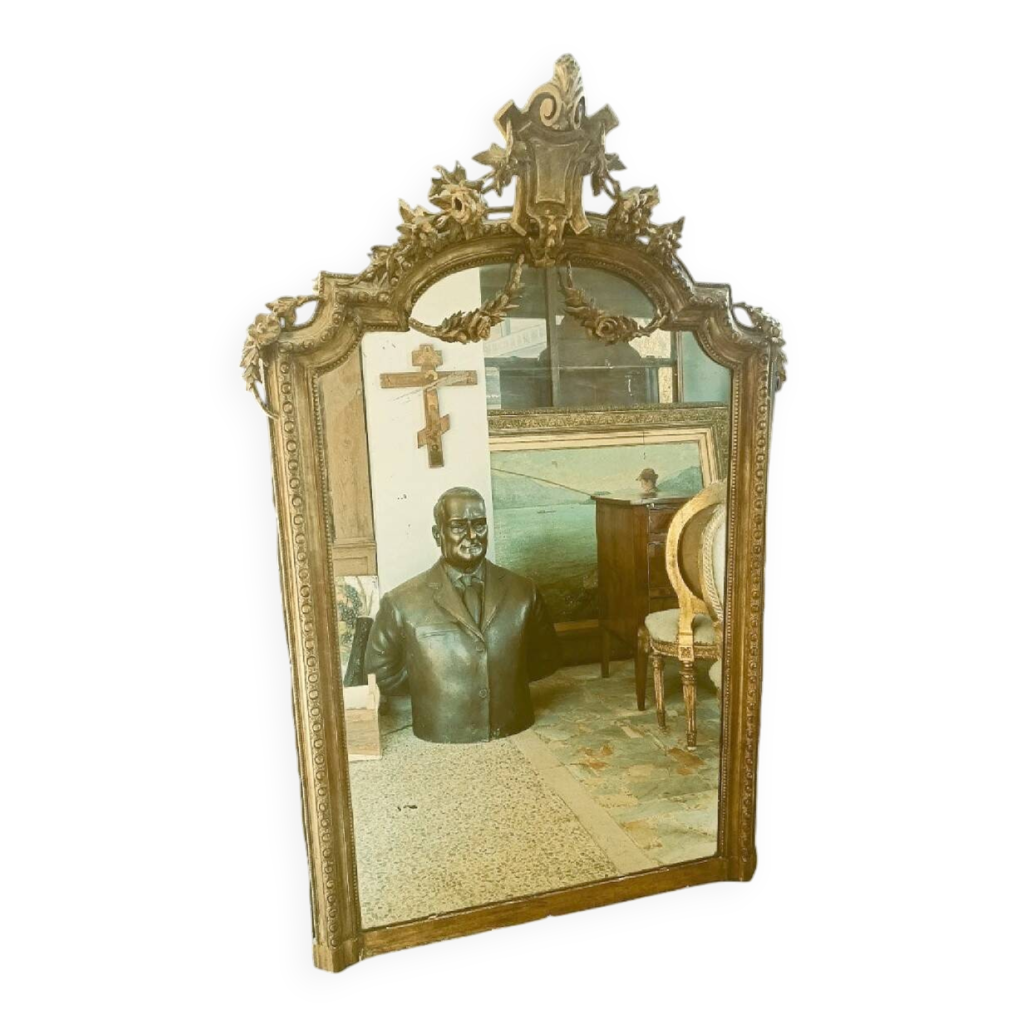 Large 19th-century gilded wooden mirror