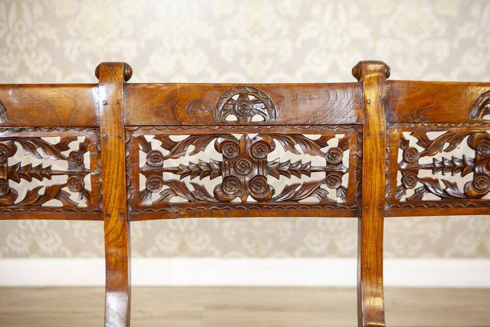 Antique Rosewood Parlor Set with Carved Backrests, Set of 3