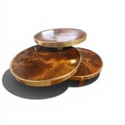 Coffee Table with 3 Platforms in Elm Burl - Maria Pergay
