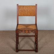 Set of 6 straw-seated solid wood chairs, French craftsmanship, 1950.