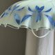 Vintage suspension in white and blue glass with wavy edge D46 H53