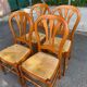 4 country-style Louis Philippe medallion chairs with rush seats from the 1970s.