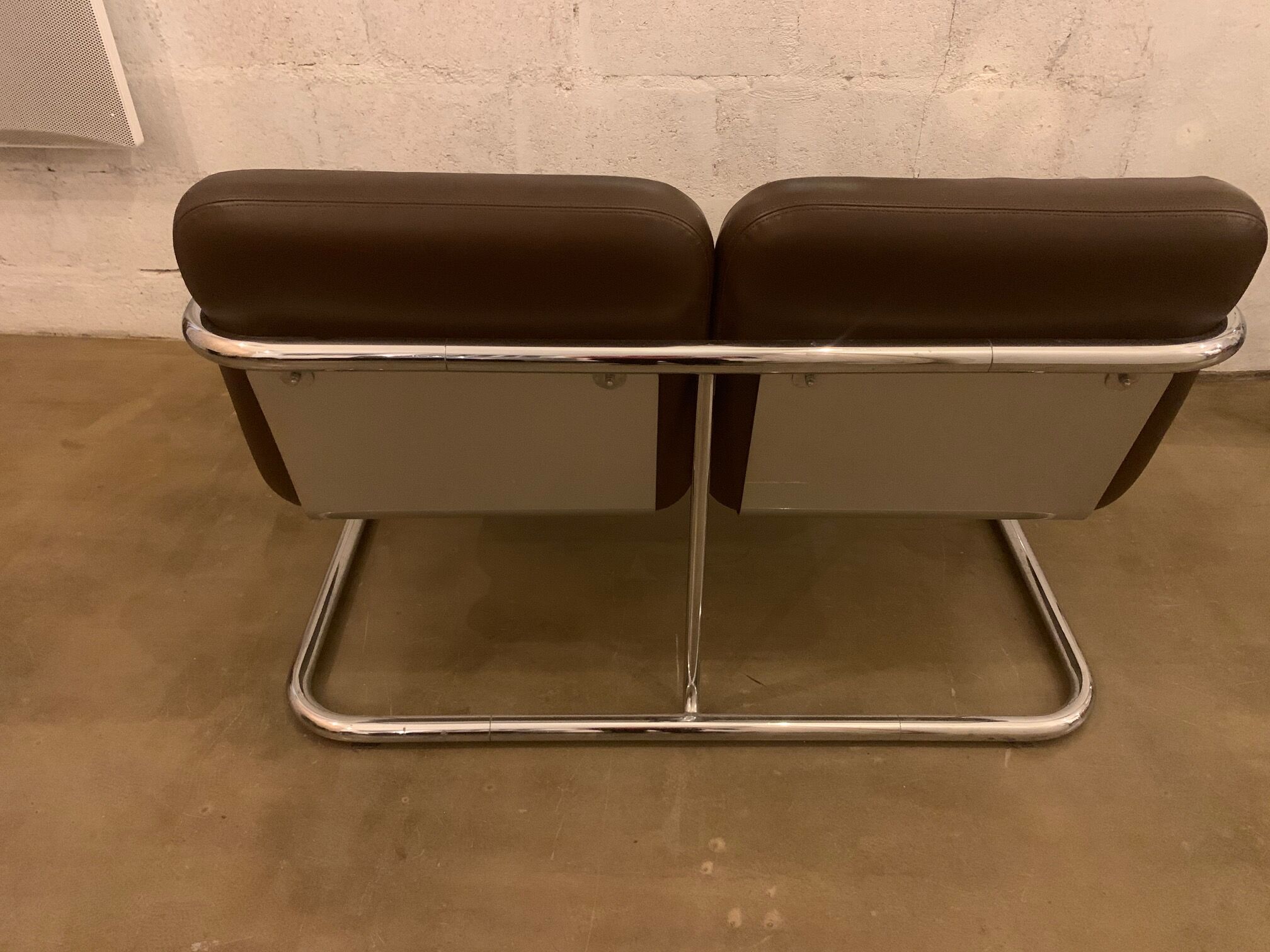 Brown leather metal foot bench