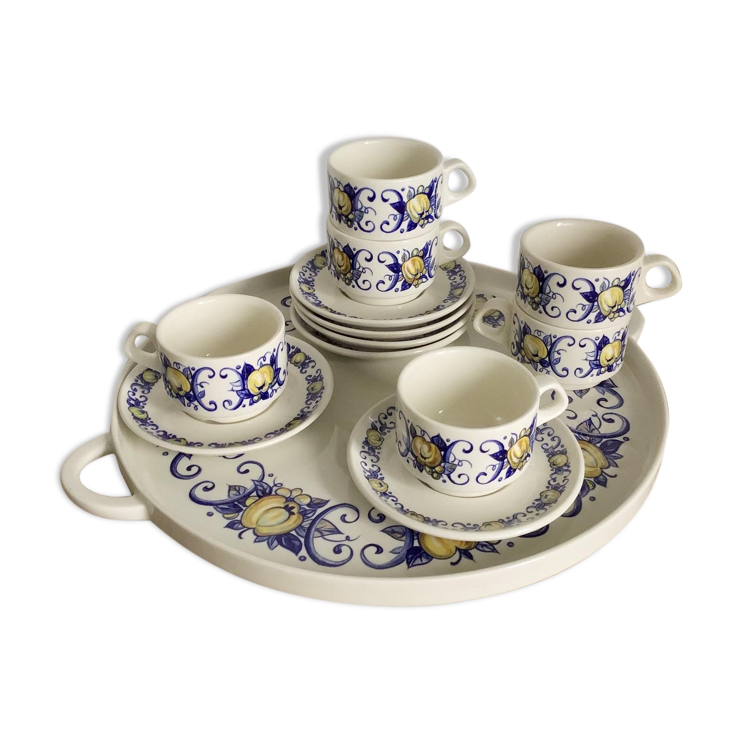 Set of six cups six saucers and a tray Villeroy and Boch Cadiz