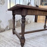 Farm table with turned legs, made of pine and birch, 180cm.