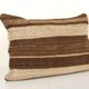 Vintage minimalist style hemp pillow with original details, organic brown wool turkish lumbar