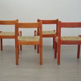 Lot de 4 chaises carimate rouges par Vico Magistretti