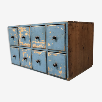 Blue chest of drawers or drawer cabinet from Finland made in the 1940s