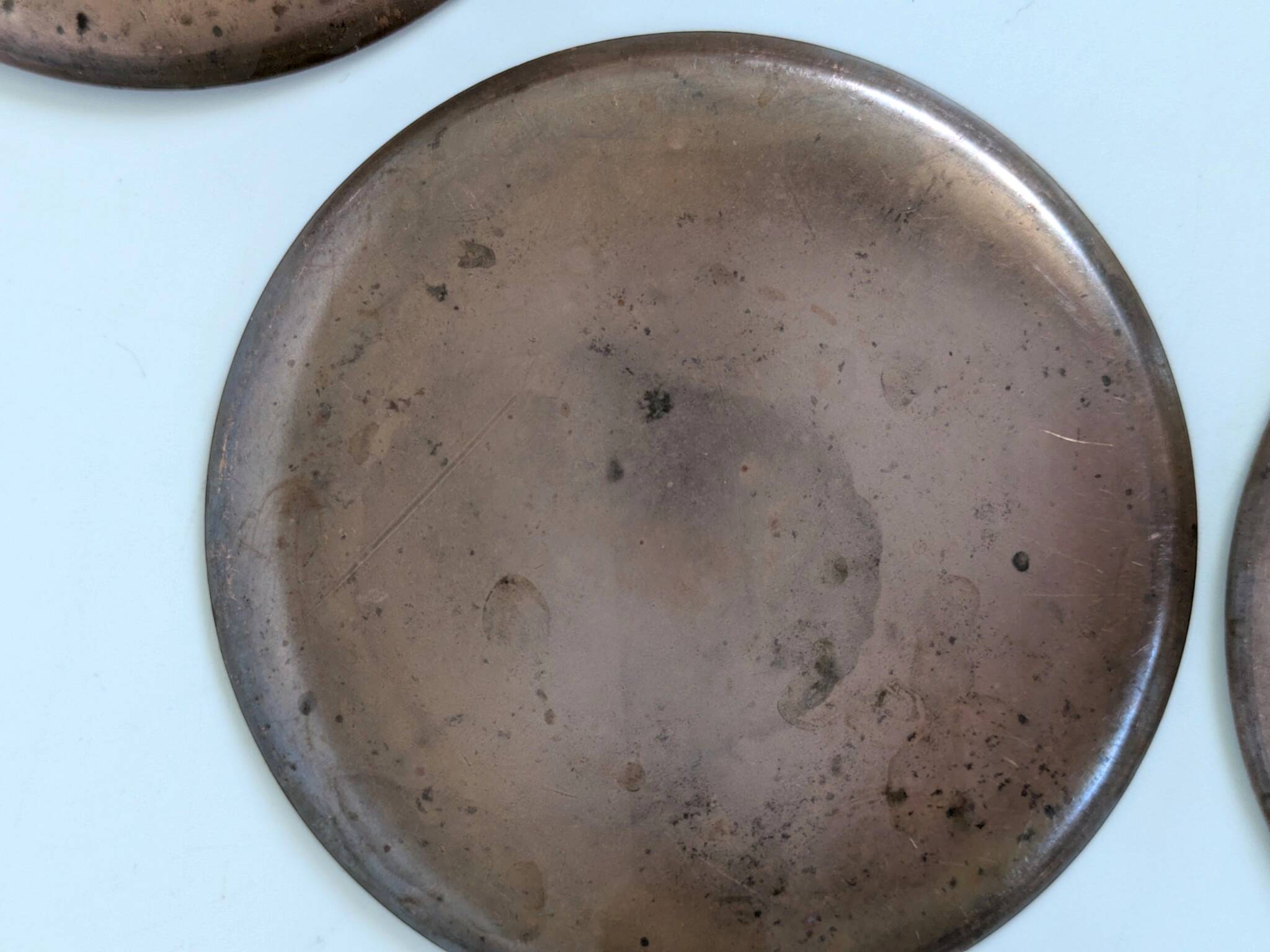 Set of 6 Vintage MCM Multicoloured Enamel on Copper Coasters from the 60s