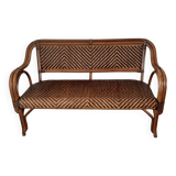 Vintage -Braided rattan sofa - chevron pattern