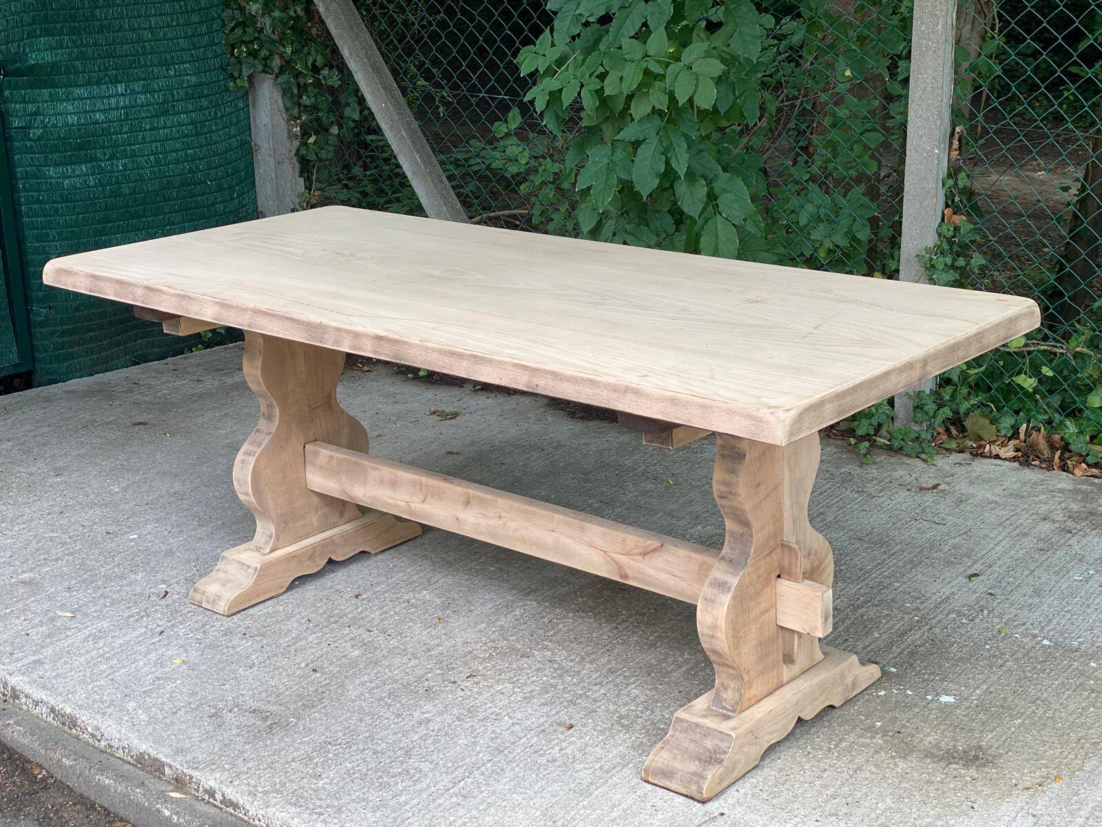 19th century monastery table renovated in raw oak 180cm
